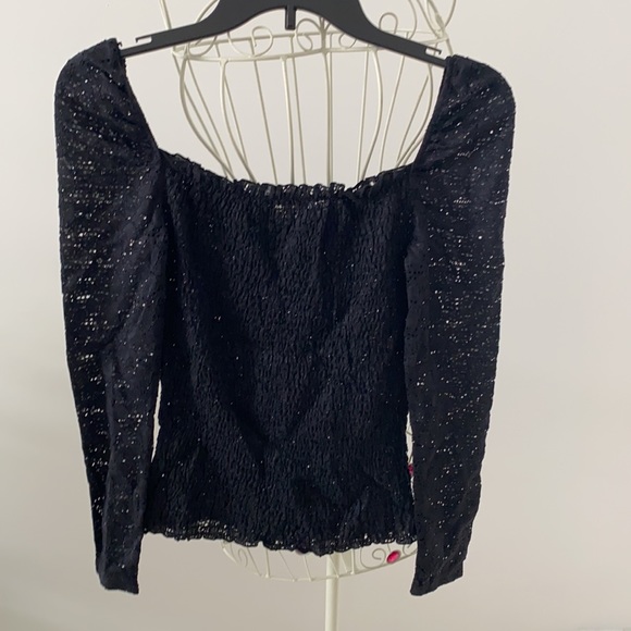 VENUS BLACK Smocked Lace Top - Picture 7 of 8